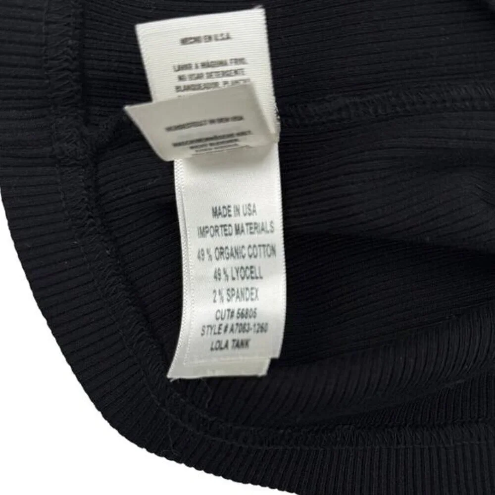 Agolde Lola Gathered Front Ruched Bodice Ribbed Tank In Black Small - Picture 8 of 8